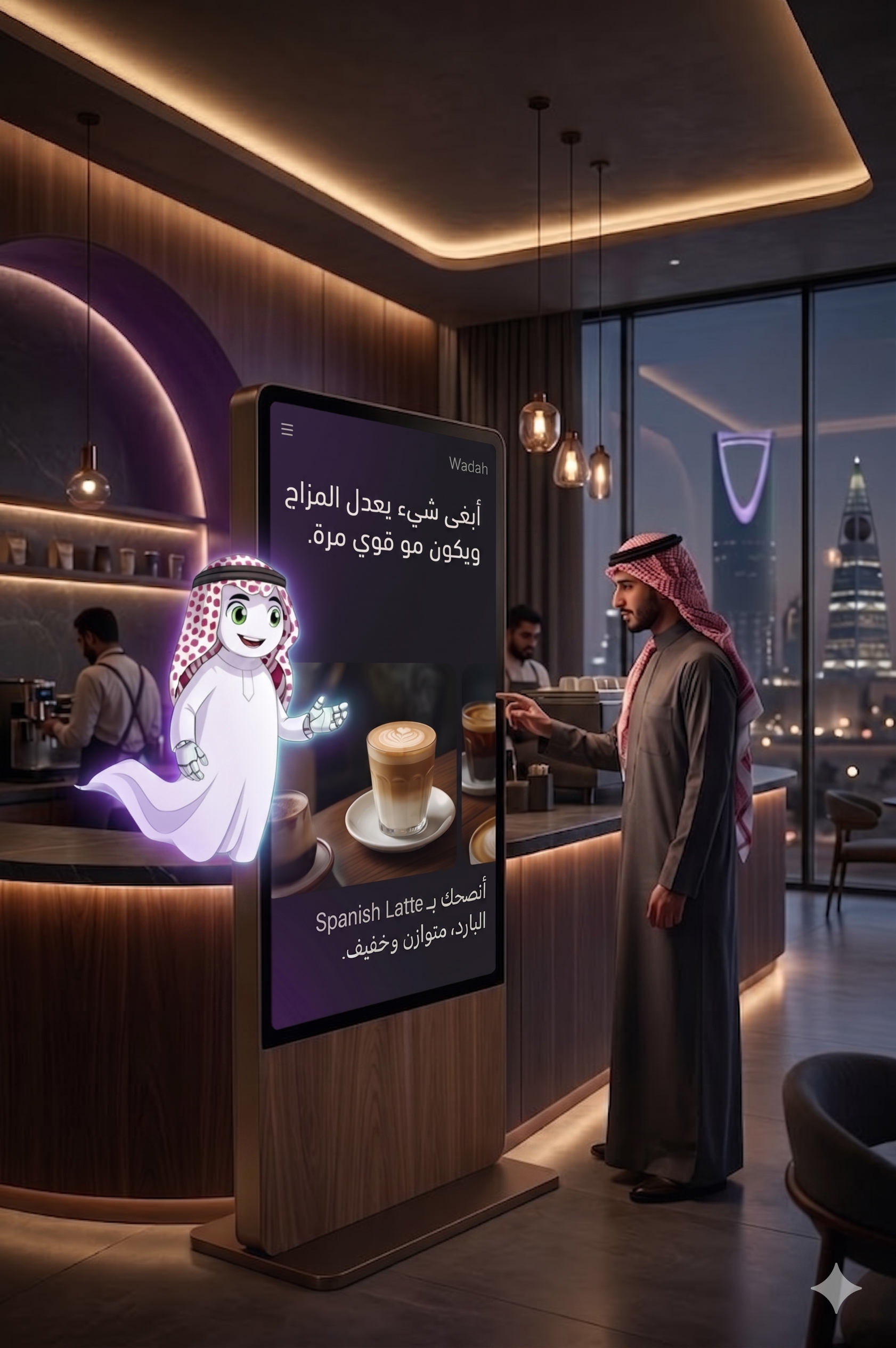 عميل في كافيه يسأل وضاح عن مشروب يعدّل المزاج